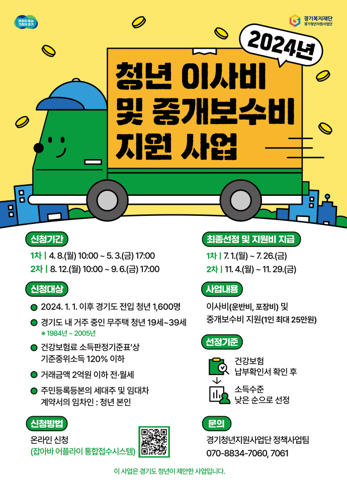 2024 경기도 청년 이사비·중개보수비 지원 신청방법∥대상 기간